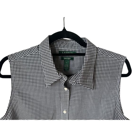 Ralph Lauren Women's Black/White Sleeveless Top Size XL Preppy Gingham Timeless - Picture 2 of 5